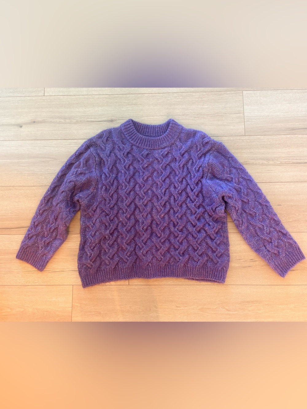 Zara Violet Cable-Knit Crewneck Sweater